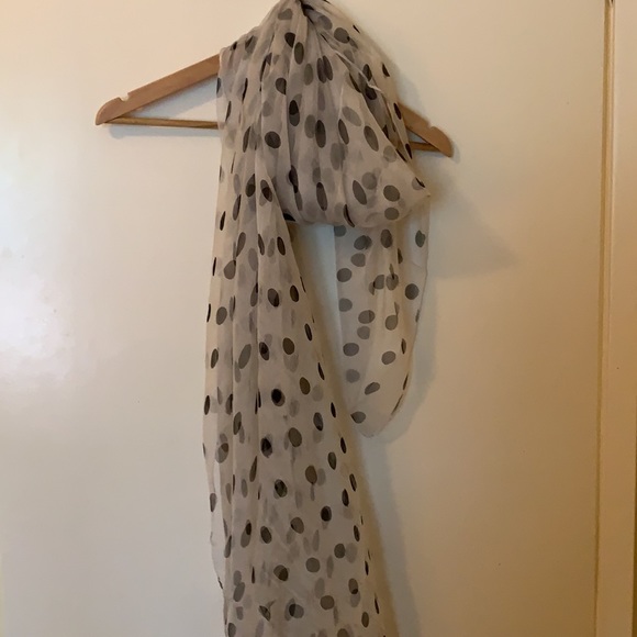 Black Polka Dot White Fine Silk Scarf - Picture 10 of 14